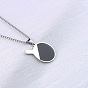 304 Stainless Steel Enamel Blak Table Tennis Bats Pendant Box Chain Necklaces for Men