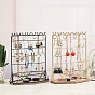 Rectangle Iron Jewelry Display Tower Stands with Wood Base, Jewelry Organizer Holder for Earrings, Bracelet, Necklace Storage