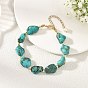 Dyed Natural Magnesite Nuggets Beaded Bracelets for Women, Golden