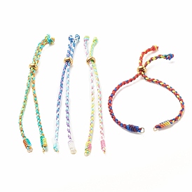 Pulsera de cordón trenzado de poliéster teñido en segmentos, con baño de iones (ip) 202 perlas de acero inoxidable, para hacer pulseras deslizantes