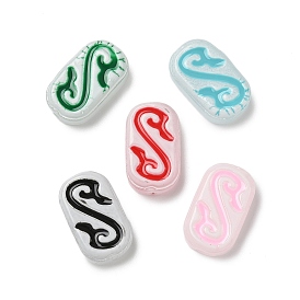 Выпечка окрашенные стеклянные бусины, руны, с эмалью