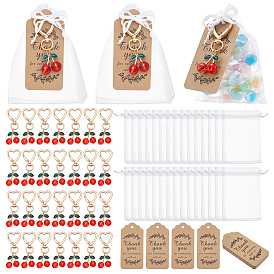 30шт. подвесные украшения из вишневой смолы, с застежкой из сплава и 30шт. мешочками из органзы и 30шт. бумажными карточками