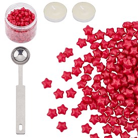 CRASPIRE DIY Scrapbook Crafts, Including Star Sealing Wax Particles, Stainless Steel Spoons, Column Sponge Mat and Candles