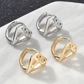 Латунные серьги обруча, алмаз