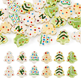 24шт 6 цвета фарфоровые бусины ручной работы, рождественская елка, пастельный фарфор