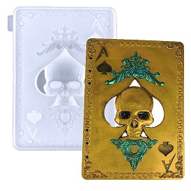 Silicone Skull & Playing Card Ace of Spade Pattern Binder Notebook Cover Molds, Resin Casting Molds, for UV Resin, Epoxy Resin Craft Making