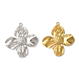 Ion Plating(IP) 304 Stainless Steel Pendants, Flower Charm