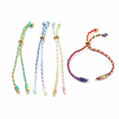 Pulsera de cordón trenzado de poliéster teñido en segmentos, con baño de iones (ip) 202 perlas de acero inoxidable, para hacer pulseras deslizantes