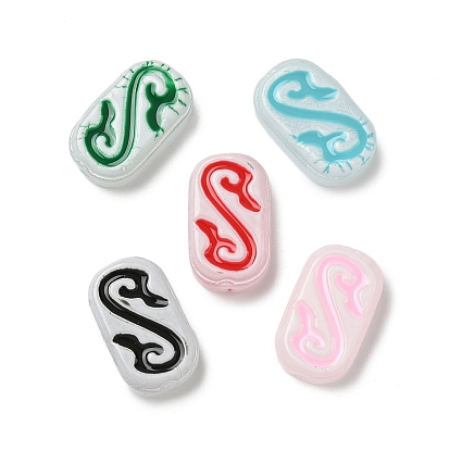 Выпечка окрашенные стеклянные бусины, руны, с эмалью