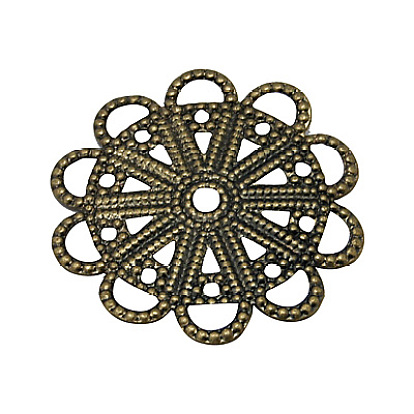 Латунная старинная филигранная фурнитура, цветок, 22x1 мм
