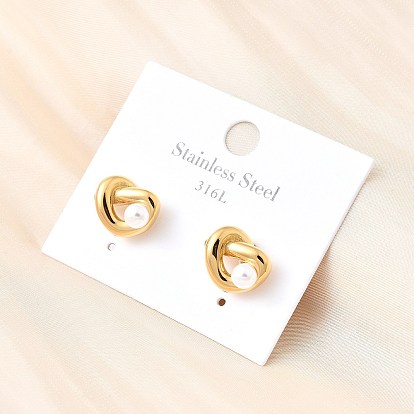 Узел 304 серьги-гвоздики из нержавеющей стали, с абс пластмассовой имитационной жемчужиной, ионное покрытие (ip)