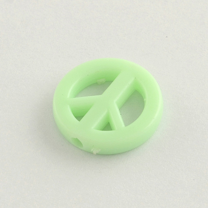 Opaque Acrylic Beads, Peace Sign, 16x3mm, Hole: 2mm, about 943pcs/500g