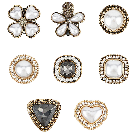 8 шт. 8 стили: сплав, стекло, АБС-пластик, имитация жемчуга, пряжки для обуви, украшения для обуви