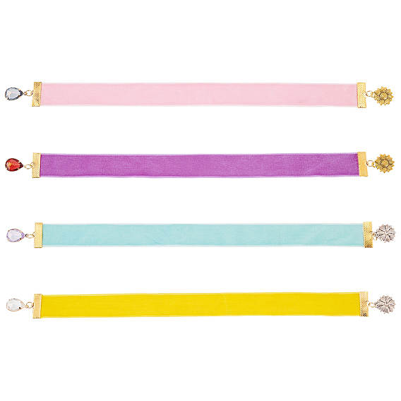 Закладки из бархатной ленты, Подвеска в форме подсолнуха из смолы и горного хрусталя