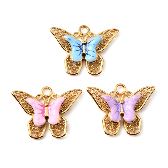 304 нержавеющей стальной эмали подвески, очарование бабочки, золотые