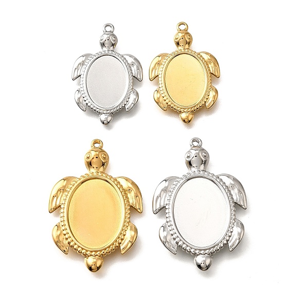 304 Настройки кабошон из нержавеющей стали кулон, ионное покрытие (ip), Морская черепаха