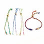 Segment Dyed Polyester Braided Cord Bracelet, with Ion Plating(IP) 202 Stainless Steel Beads, for Slider Bracelets Making