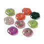 Crackle Opaque Acrylic Beads, Imitation Turquoise, Flower