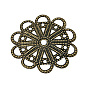 Латунная старинная филигранная фурнитура, цветок, 22x1 мм