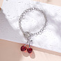 Браслеты с подвесками из цинкового сплава вишневого цвета, железа кабеля цепи браслеты, цвет нержавеющей стали