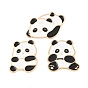 Tierlegierungs-Emaille-Cabochons, mit selbstklebendem Aufkleber, Panda, Licht Gold, weiß