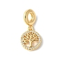 Латунное микропейв с кубическим цирконием европейские подвески с подвесками, без кадмия и без свинца, плоские круглые с дерева жизни