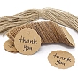 50Pcs Round Paper Thank You Hanging Gift Tags, with Hemp Cord, for Party Gift Packaging