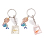 Resin Keychain, with Iron Rings, Mermaid, Fish