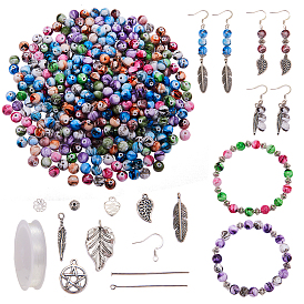 SUNNYCLUE DIY Earring Making, with Alloy Pendants & Beads, Iron Eye Pin & Head Pins, Brass Bead Caps & Earring Hooks, Elastic Crystal Thread and Acrylic Beads