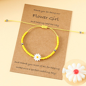 Élégant bracelet de perles en acier inoxydable avec perle, coquille et fleur pour les demoiselles d'honneur
