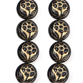 Чешские прессованные стеклянные бусины, плоские круглые с цветком