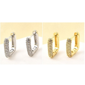 Латунные серьги-кольца из прозрачного кубического циркония, без свинца и без кадмия, долговечный, стойки покрытие, прямоугольные