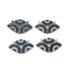 Horse Eye Rack Plating Brass Micro Pave Cubic Zirconia Charms, Lead Free & Cadmium Free, Long-Lasting Plated