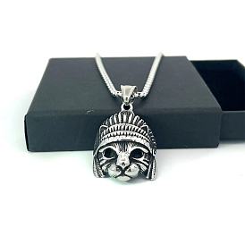 Мужские ожерелья из нержавеющей стали с подвеской в форме кошки в стиле хип-хоп