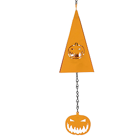 Halloween Theme Iron Wind Chimes, Pendant Decorations, Triangle with Pumpkin/Bat/Skull/Cross