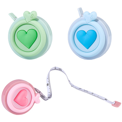 3шт. 3 цветная рулетка из ПВХ и полиэтилена, мягкая выдвижная швейная рулетка, для тела, шитье, портной, ткань, сердце