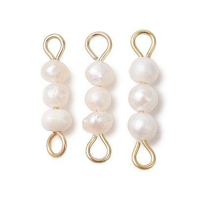 Натуральный культивированный пресноводный жемчуг, бусины в форме картофеля, соединительные подвески, с 304 петлями из нержавеющей стали, золотые