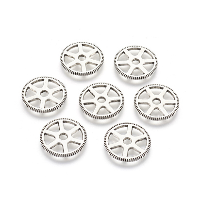 Steampunk Tibetan Style Links/Connectors, Cadmium Free & Lead Free, Cog Gear, 20x2mm, Hole: 4mm
