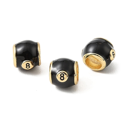 Esmalte de bronce granos europeos, abalorios de grande agujero, chapado en rack, larga duración plateado, sin plomo y el cadmio, barril con número 8, real 18 k chapado en oro