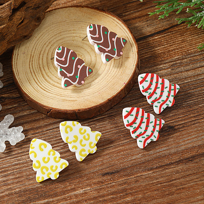 Роскошные акриловые серьги-гвоздики в виде рождественской елки