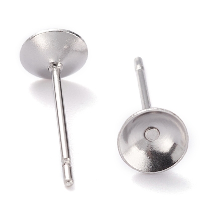 304 Stainless Steel Stud Earring Settings, Cone