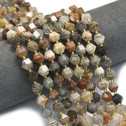 Природного кварца lodolite нитей бисера, восьмиугольник, граненые, с бисером
