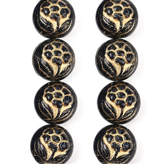 Чешские прессованные стеклянные бусины, плоские круглые с цветком