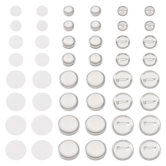 100наборы 4 стили набор для изготовления плоских круглых брошей и булавок для сублимационной печати своими руками, в том числе базовые настройки железной броши, пластиковая хлопья