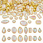100Pcs Glass Sew on Rhinestones, with Alloy Findings, Mixed Shapes, Faceted, Golden