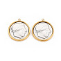 Ion Plating(IP) 304 Stainless Steel Pendants, Flat Round