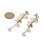 Серьги-гвоздики с цветком из абс-пластика и стекла и жемчугом, золотые серьги-кисточки из латуни для женщин