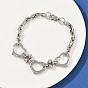 201 женские браслеты-цепочки из нержавеющей стали, сердце, с 304 застежкой из нержавеющей стали