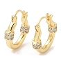 Clear Cubic Zirconia Teardrop Hoop Earrings, Brass Earrings for Women