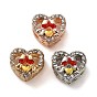 Эмали сплава Европейский бисером, со стразами, бусины с большим отверстием, сердце